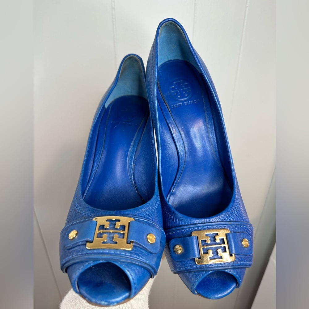 Tory Burch Blue Peep Toe Heels